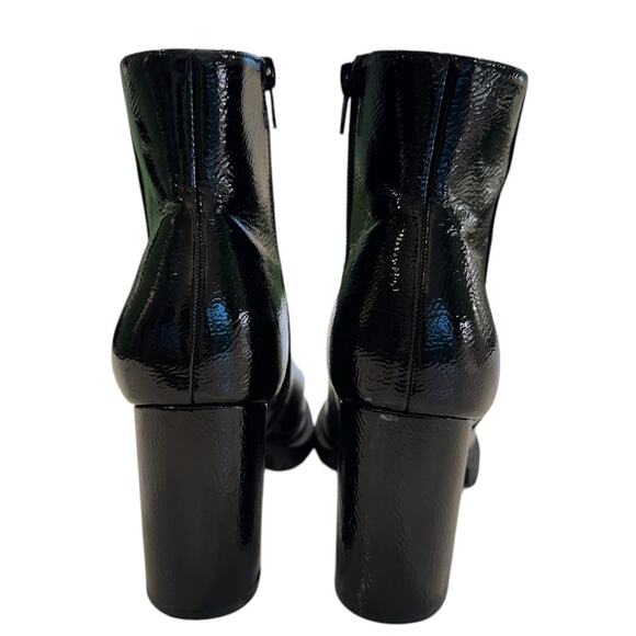 Forever 21 Black Patent Chunky Heel Ankle Boots 8 Side Zip Goth Grunge Trendy - Picture 7 of 8